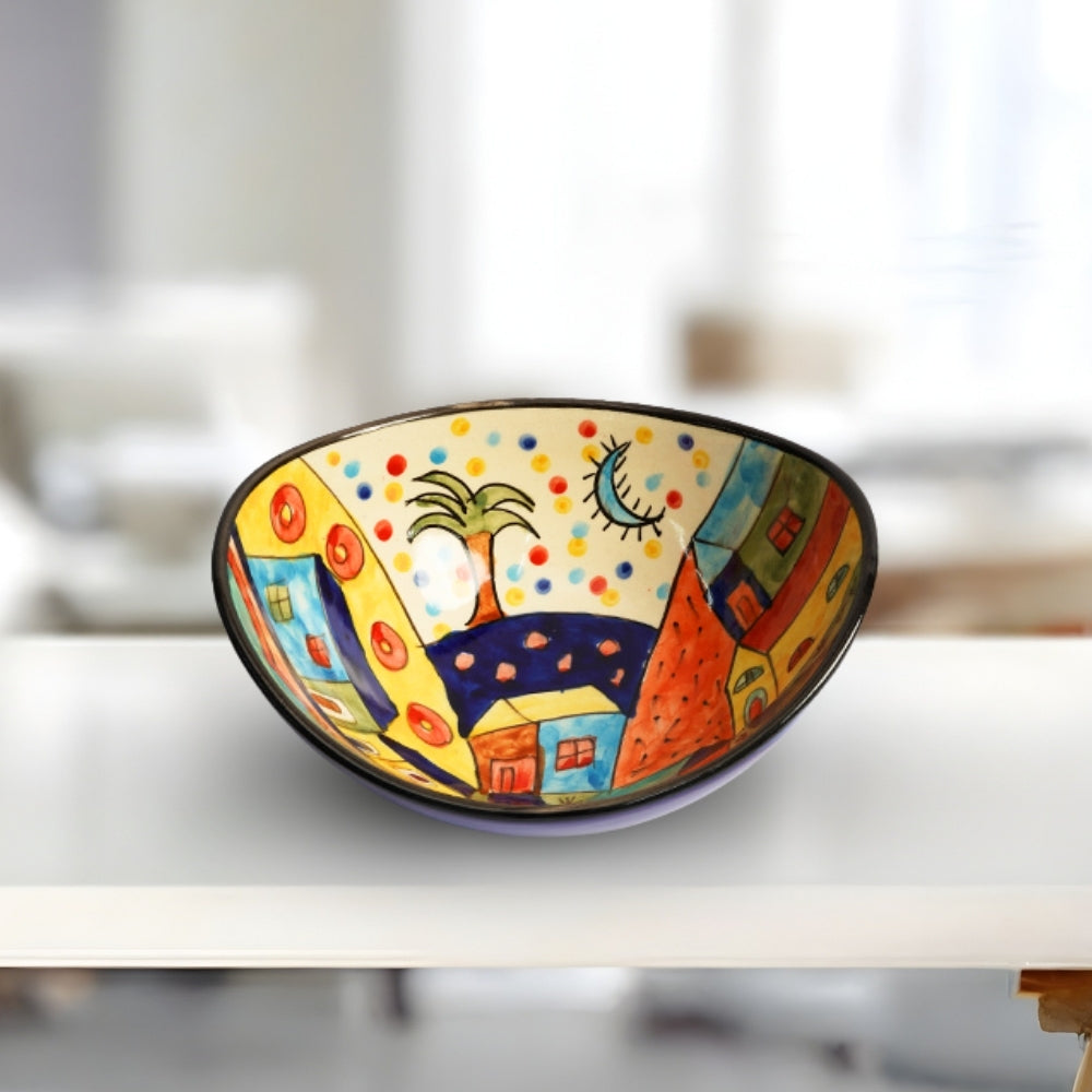 turkish ceramic triangle bowl set of 2 for serving snacks salads and desserts with traditional glazed finish